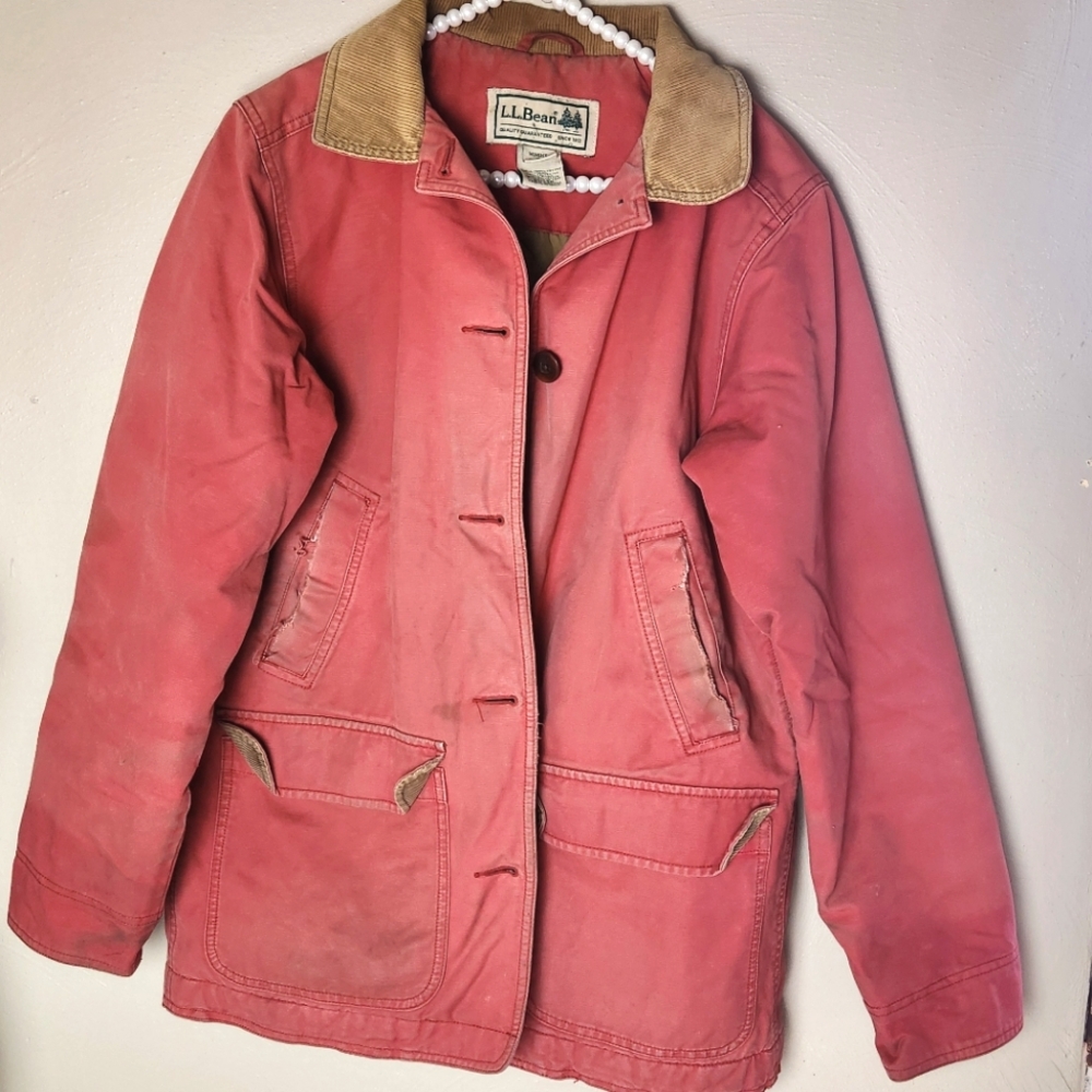Vintage LL Bean field jacket pink faded red corduroy coat small Barn